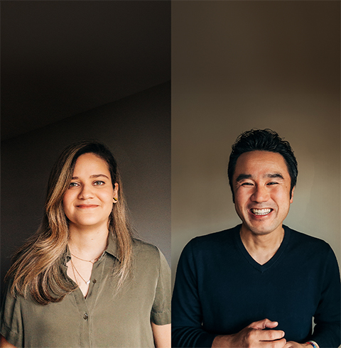 Appleのチームメンバーが写った2枚のポートレート。