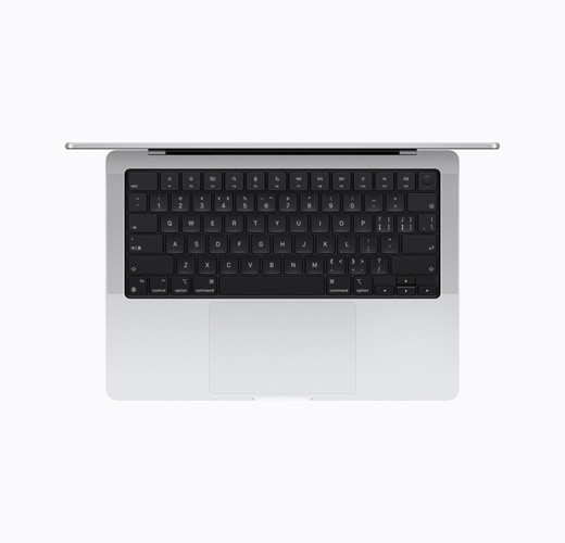 MacBook, hopeanvärinen, sisäpuoli ylhäältä, avoinna