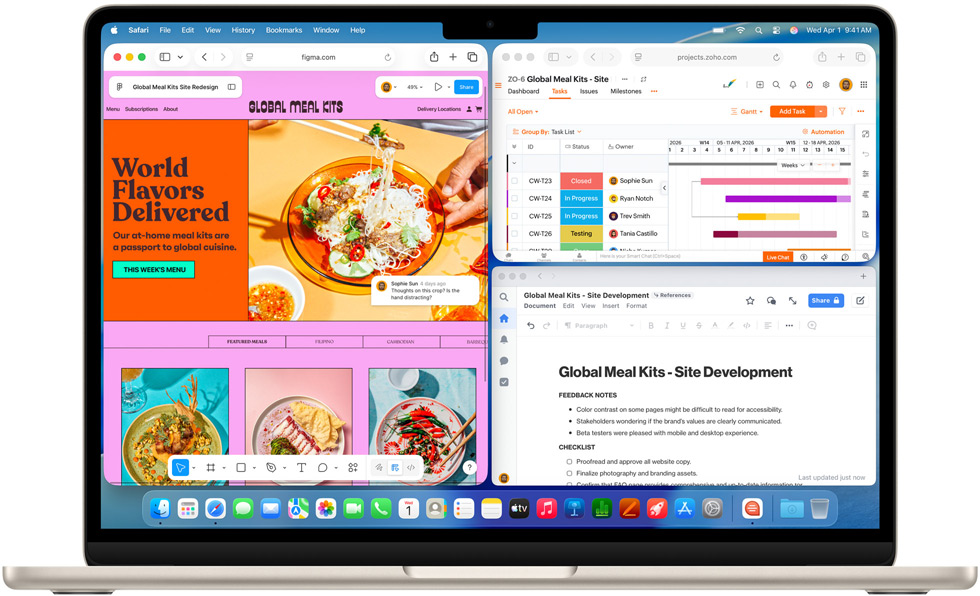 MacBook Air, jossa on useita appeja avoinna