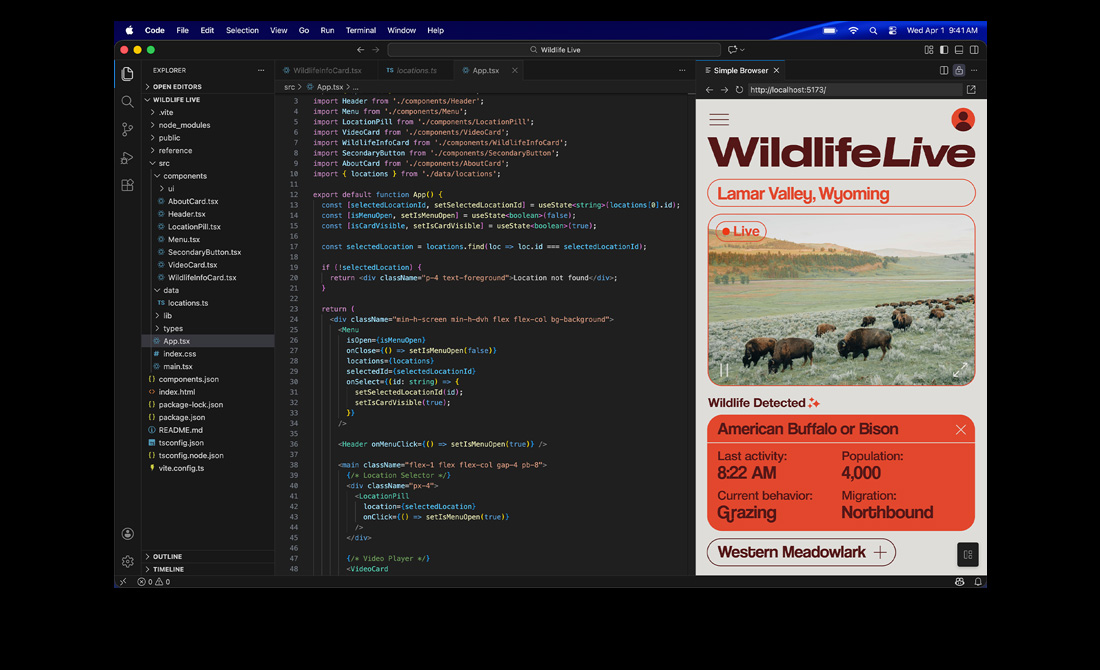 App programozása a Visual Studio Code használatával egy MacBook Pro kijelzőjén