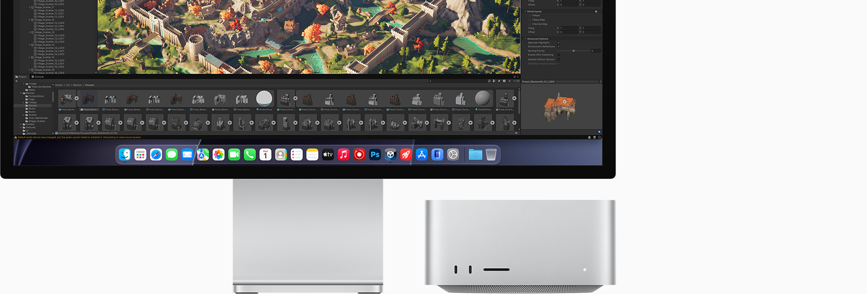 Studio&nbsp;Display XDR, screen shows Unity Editor