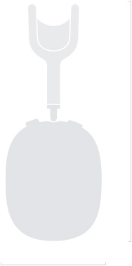 Illustratsioon AirPods Max 2 siluetist, külgvaade, paksus 83,4 mm sügavus, kõrgus 187,3 mm