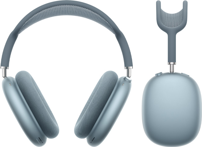 AirPods Max 2 kõrvaklapid, esikülg ja külgvaade, sinines toonis