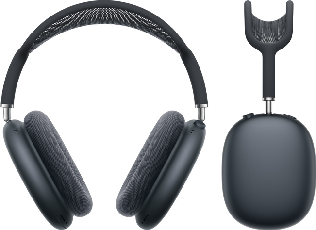 AirPods Max 2 kõrvaklapid, esikülg ja külgvaade, öösinises toonis