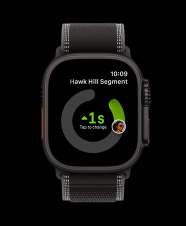 Apple Watch Ultra 3, μαύρο χρώμα, κάσα από τιτάνιο, app Strava, κάρτες για την προπόνηση: Υπαίθριο Τρέξιμο, Υπαίθρια Ποδηλασία, Τρέξιμο Εντός, λουράκι, Trail Loop, μαύρο/ανθρακί χρώμα