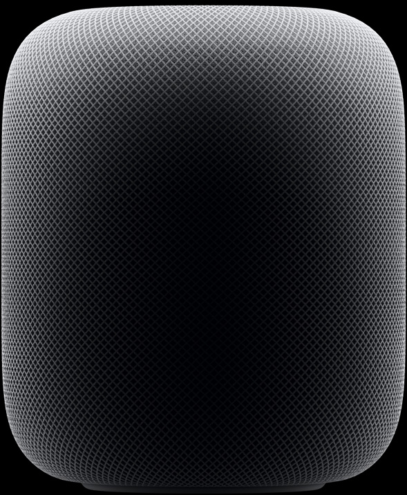 Vista lateral de un HomePod que aparece al avanzar por la página