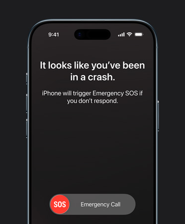 iPhone Air, esikülg, kasutuses Crash Detection funktsioon