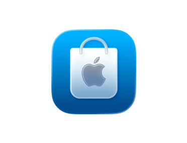 Apple Store app，展示藍色購物袋圖像