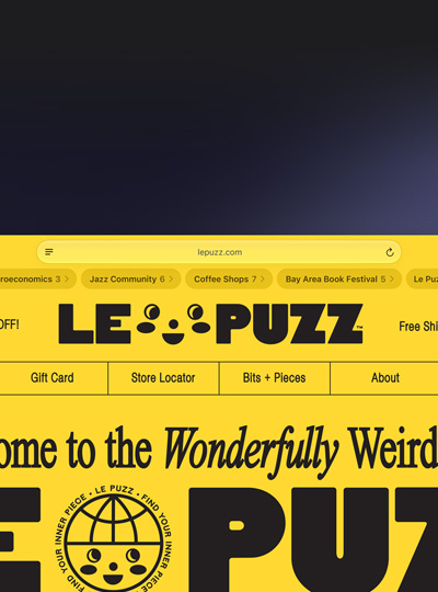 Un Mac che mostra i gruppi di pannelli in Safari, con pannelli per eventi jazz locali, bar e una fiera del libro