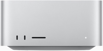 Mac Studio mostrato di fronte.