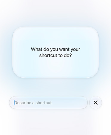 Pantalla que muestra la consulta y respuesta entre Siri AI y el usuario sobre la intención del atajo, el texto pregunta qué debe hacer el atajo