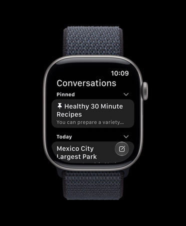 Apple Watch Series 11, Abu-abu, layar menampilkan aplikasi Siri